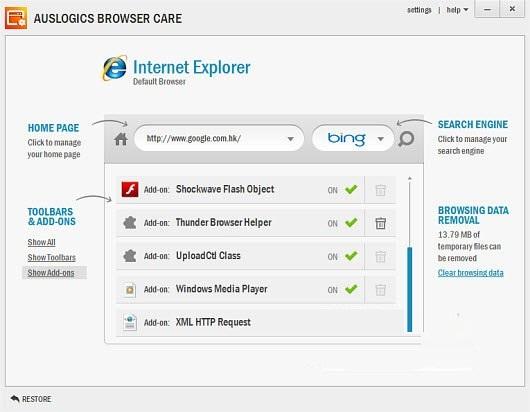 Auslogics Browser Care