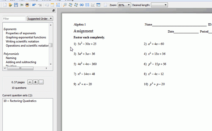 Infinite Algebra 1(代数测验生成评估软件)