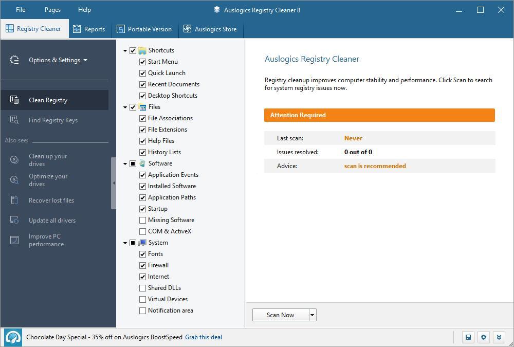 Auslogics Registry Defrag