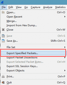 Wireshark使用Exprot Specified Packets仅保存当前过滤数据包