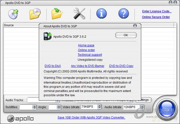 创新Apollo DVD to 3GP视频格式媒体转换 v3.6.2.0官方版