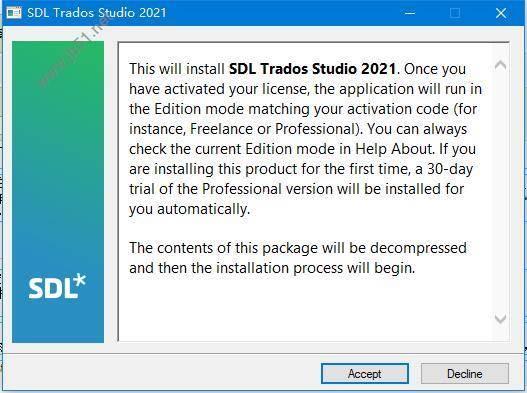 SDL Trados Studio 2021 SR2 Professional中文版激活教程 附激活补丁下载