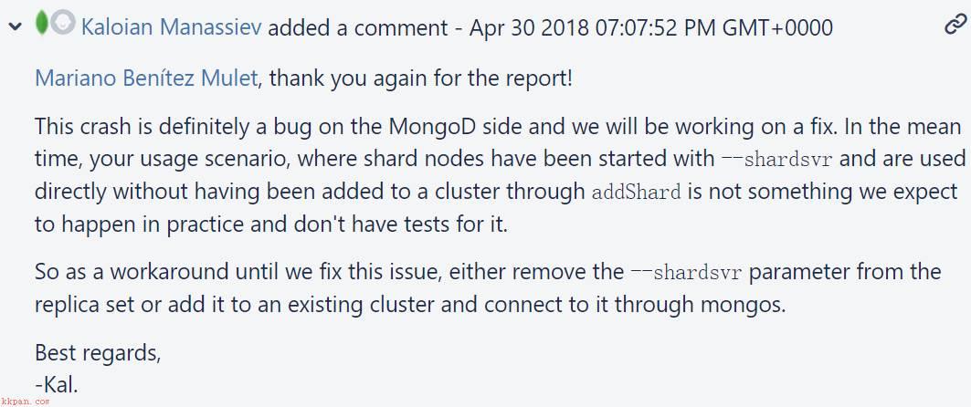 MongoDB3.6.3版本增加分片副本集的小bug