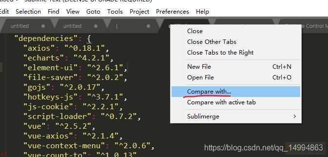 使用sublime-text对比文件