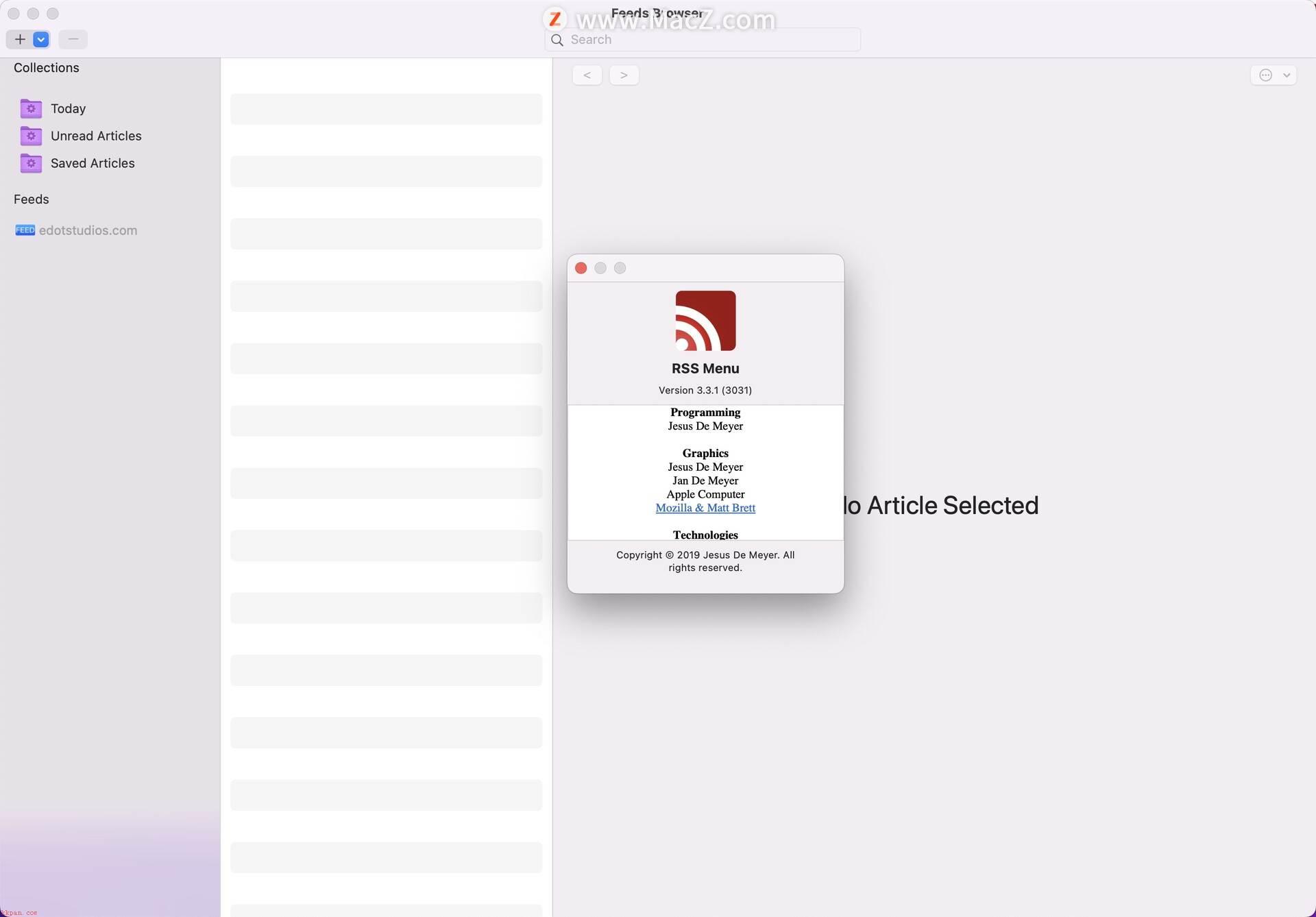 RSS Menu for Mac(菜单栏rss阅读管理器)