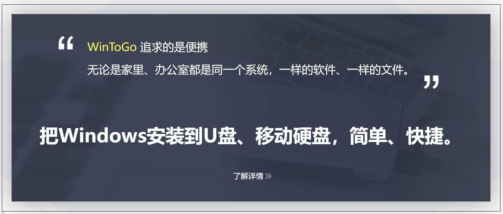 (WinToGo)Windows口袋系统