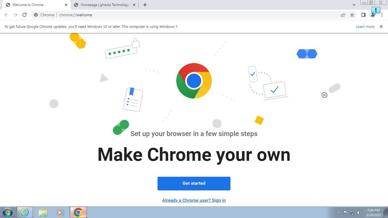 谷歌 Chrome 浏览器不再支持 Windows 7 / Windows 8.1 平台